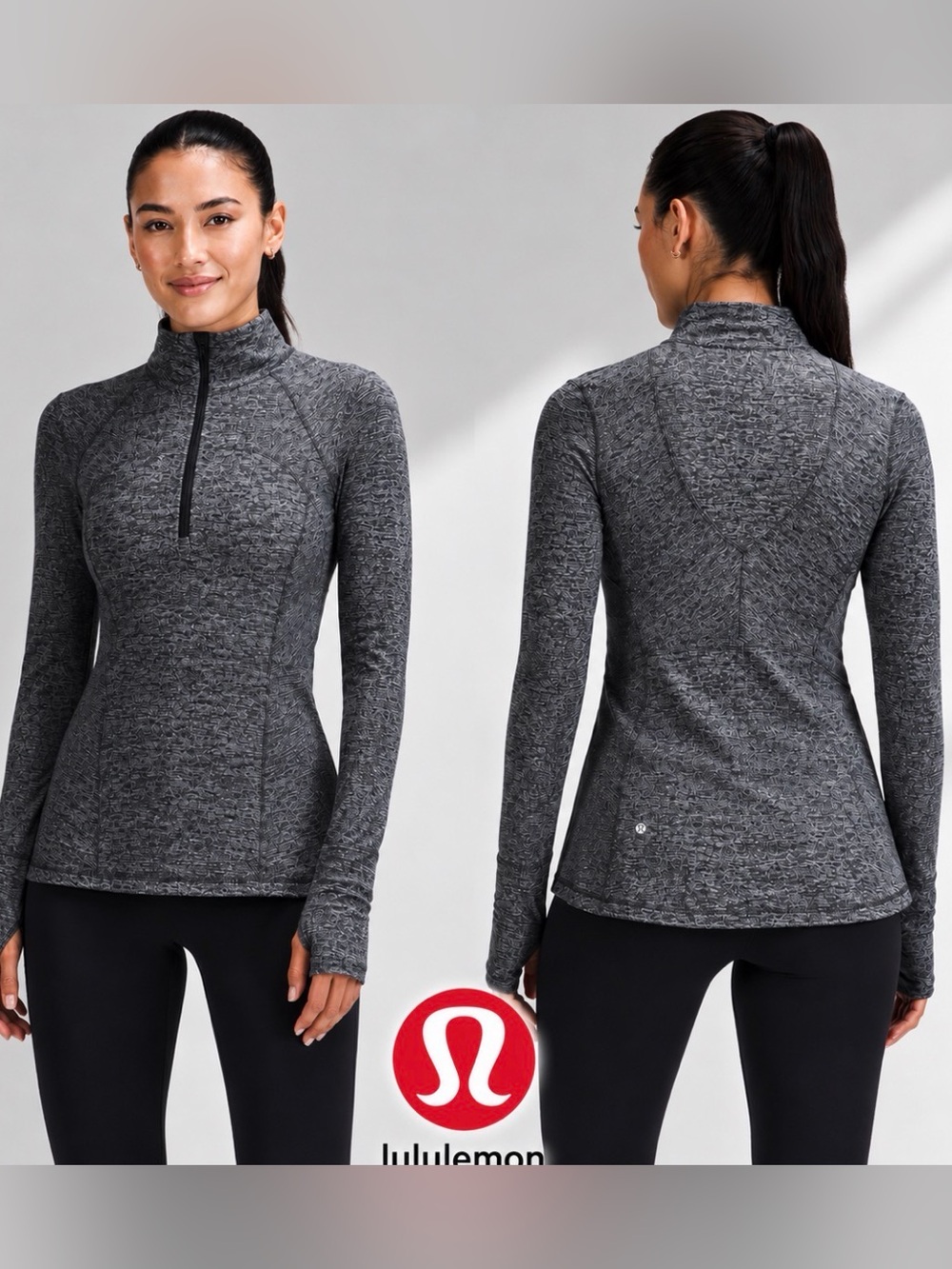 Lululemon Rulu 1/2 Zip Running Pullover Top Womens 6 Kanto Catch Me Heather Gray